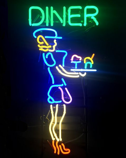 Serveuse restaurant bar néon pro