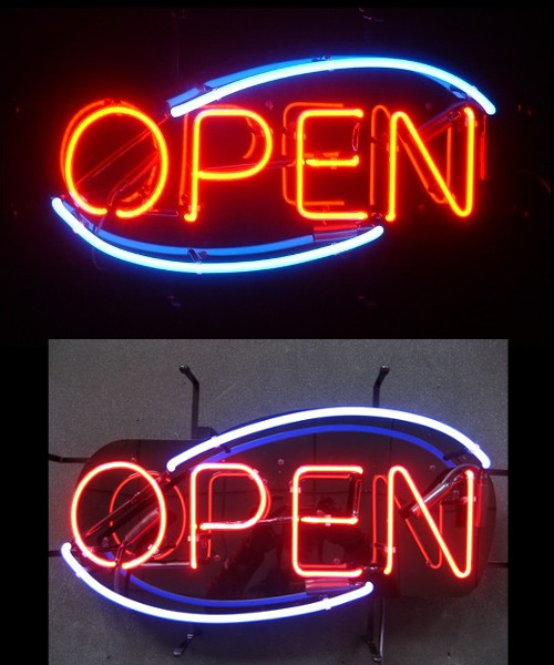 american classic open neon sign